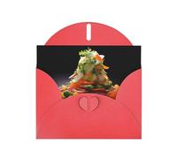 WZYWHJ Biglietto di auguri rosso per le vacanze, 15,2 x 10,2 cm, con busta, per Natale, compleanno, San Valentino, invito a feste, insalata di verdure speciali stampata