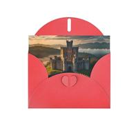 WZYWHJ Biglietto di auguri rosso per Natale, compleanno, anniversario e altre immagini del castello medievale