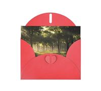 WZYWHJ Biglietto di auguri rosso per Natale, compleanno, anniversario e altro ancora con immagine della foresta primordiale