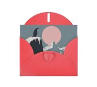 WZYWHJ Biglietto di auguri rosso per Natale, compleanno, anniversario e altro ancora, motivo ghiacciaio e pinguino