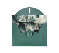 WZYWHJ Biglietto di auguri verde scuro per le vacanze, 15,2 x 10,2 cm, con busta, per Natale, compleanno, San Valentino, inviti a feste, con frammenti di stampe