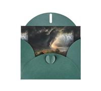 WZYWHJ Biglietto di auguri verde scuro per le vacanze, 15,2 x 10,2 cm, con busta, per Natale, compleanno, San Valentino, invito a feste, stampa con terribile tornado