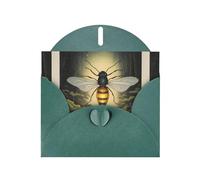 WZYWHJ Biglietto di auguri verde scuro per le vacanze, 15,2 x 10,2 cm, con busta, per Natale, compleanno, San Valentino, inviti alle feste, stampe con lucciole illuminate