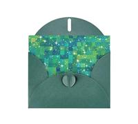 WZYWHJ Biglietto di auguri verde scuro per le vacanze, 15,2 x 10,2 cm, con busta, per Natale, compleanno, San Valentino, inviti a feste, stampe con paillettes verdi
