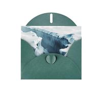 WZYWHJ Biglietto di auguri verde scuro per le vacanze, 15,2 x 10,2 cm, con busta, per Natale, compleanno, San Valentino, invito alle feste, immagine con crepe sul ghiacciaio