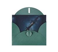WZYWHJ Biglietto di auguri verde scuro per le vacanze, 15,2 x 10,2 cm, con busta, per Natale, compleanno, San Valentino, invito alla festa Il cielo stellato nel telescopio stampato