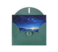 WZYWHJ Biglietto di auguri verde scuro per le vacanze, 15,2 x 10,2 cm, con busta, per Natale, compleanno, San Valentino, invito a feste a tarda notte con pittura a inchiostro