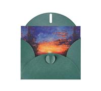 WZYWHJ Biglietto di auguri verde scuro per le vacanze, 15,2 x 10,2 cm, con busta, per Natale, compleanno, San Valentino, invito a una festa con scritta "Guarda i campi e il tramonto" stampato