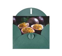 WZYWHJ Biglietto di auguri verde scuro per le vacanze, 15,2 x 10,2 cm, con busta, per Natale, compleanno, San Valentino, invito a feste, frutto della passione in agrodolce stampato