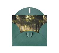 WZYWHJ Biglietto di auguri verde scuro per le vacanze, 15,2 x 10,2 cm, con busta, per Natale, compleanno, San Valentino, invito alle feste, immagine della foresta primordiale
