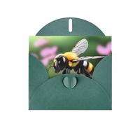 WZYWHJ Biglietto di auguri verde scuro per le vacanze, 15,2 x 10,2 cm, con busta, per Natale, compleanno, San Valentino, invito a una piccola ape, stampa