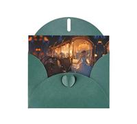 WZYWHJ Biglietto di auguri verde scuro per le vacanze, 15,2 x 10,2 cm, con busta, per Natale, compleanno, San Valentino, invito a feste, motivo Cenerentola