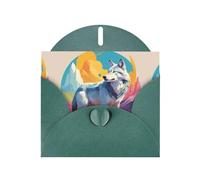 WZYWHJ Biglietto di auguri verde scuro per le vacanze, 15,2 x 10,2 cm, con busta, per Natale, compleanno, San Valentino, inviti alle feste, stampa National Geographic Wolf