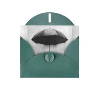WZYWHJ Biglietto di auguri verde scuro per le vacanze, 15,2 x 10,2 cm, con busta, per Natale, compleanno, San Valentino, invito alle feste, schizzo con ombrello stampato