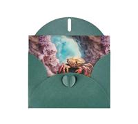 WZYWHJ Biglietto di auguri verde scuro per le vacanze, 15,2 x 10,2 cm, con busta, per Natale, compleanno, San Valentino, invito a feste, piccolo granchio sotto le rocce stampato