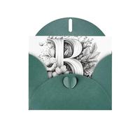 WZYWHJ Biglietto di auguri verde scuro per le vacanze, 15,2 x 10,2 cm, con busta, per Natale, compleanno, San Valentino, invito alla festa, lettera artistica B stampata