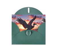 WZYWHJ Biglietto di auguri verde scuro per le vacanze, 15,2 x 10,2 cm, con busta, per Natale, compleanno, San Valentino, inviti a feste con uccelli che volano in riva al mare Stampe