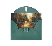 WZYWHJ Biglietto di auguri verde scuro per le vacanze, 15,2 x 10,2 cm, con busta, per Natale, compleanno, San Valentino, invito per feste, tecnologia con immagine triangolare
