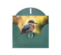 WZYWHJ Biglietto di auguri verde scuro per le vacanze, 15,2 x 10,2 cm, con busta, per Natale, compleanno, San Valentino, invito alle feste, grazioso uccello della laguna stampato