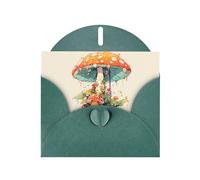 WZYWHJ Biglietto di auguri verde scuro per le vacanze, 15,2 x 10,2 cm, con busta, per Natale, compleanno, San Valentino, inviti a feste, ombrello, fungo stampato
