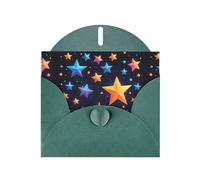 WZYWHJ Biglietto di auguri verde scuro per le vacanze, 15,2 x 10,2 cm, con busta, per Natale, compleanno, San Valentino, invito alle feste, con stelle brillanti nel cielo notturno, stampato
