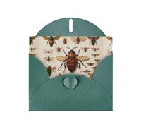 WZYWHJ Biglietto di auguri verde scuro per le vacanze, 15,2 x 10,2 cm, con busta, per Natale, compleanno, San Valentino, inviti a feste, vari insetti stampati