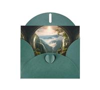 WZYWHJ Biglietto di auguri verde scuro per le vacanze, 15,2 x 10,2 cm, con busta, per Natale, compleanno, San Valentino, invito a una festa. Il bellissimo paesaggio nella bolla stampato