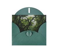 WZYWHJ Biglietto di auguri verde scuro per le vacanze, 15,2 x 10,2 cm, con busta, per Natale, compleanno, San Valentino, invito a feste, lussureggianti rami verdi stampati