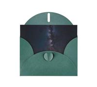 WZYWHJ Biglietto di auguri verde scuro per le vacanze, 15,2 x 10,2 cm, con busta, per Natale, compleanno, San Valentino, invito a feste, cielo notturno brillante stampato