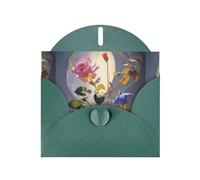 WZYWHJ Biglietto di auguri verde scuro per le vacanze, 15,2 x 10,2 cm, con busta, per Natale, compleanno, San Valentino, invito a feste, stampa "Gloria mattutina e rosa"