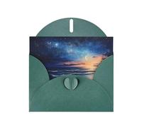 WZYWHJ Biglietto di auguri verde scuro per le vacanze, 15,2 x 10,2 cm, con busta, per Natale, compleanno, San Valentino, invito a feste a tarda notte in spiaggia