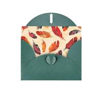WZYWHJ Biglietto di auguri verde scuro per le vacanze, 15,2 x 10,2 cm, con busta, per Natale, compleanno, San Valentino, invito alle feste, sei piume colorate