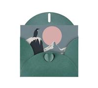 WZYWHJ Biglietto di auguri verde scuro per Natale, compleanno, anniversario e altro ancora, motivo ghiacciaio e pinguino