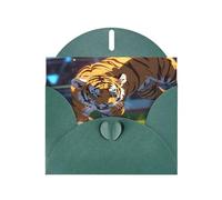 WZYWHJ Biglietto di auguri verde scuro per Natale, compleanno, anniversario e altro cucciolo di tigre che gioca a calcio
