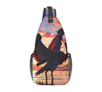 WZYWHJ Birds flying by the sea Prints, borsa a tracolla casual da uomo con elevata capacità di archiviazione e tracolla regolabile