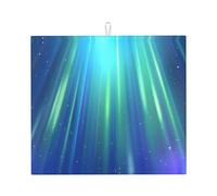 WZYWHJ Blue Aurora Borealis Prints, tappetino scolapiatti per cucina: realizzato in spugna assorbente, con cordino per appenderlo, 45,7 x 40,6 cm
