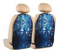 WZYWHJ Blue Butterfly in The Water Printing seggiolino auto Anti Kick Storage pad 2 pezzi, borsa portaoggetti multifunzionale protezione sedile dopo l'installazione