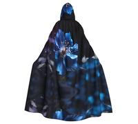 WZYWHJ Blue Flowers in the Dark Stampa Aldult Cosplay Poncho con cappuccio Mantello per uomini e donne Halloween Party