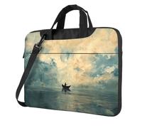 WZYWHJ Boat on the horizon Stampe Ultra-sottile borsa portatile monospalla accessori per computer portatile morbido antiurto per laptop, Nero , 14 inch