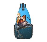 WZYWHJ Borsa a tracolla casual da uomo con motivo farfalla sull'acqua, con elevata capacità di archiviazione e tracolla regolabile