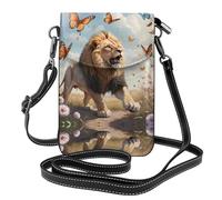 WZYWHJ Borsa a tracolla in pelle con stampa di farfalle che catturano leoni, regalo versatile per donne, passeggiate, campeggio, shopping e viaggi