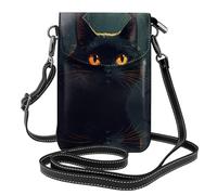 WZYWHJ Borsa a tracolla in pelle nera con motivo a testa di gatto, regalo versatile per donne, passeggiate, campeggio, shopping e viaggi