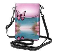 WZYWHJ Borsa a tracolla in pelle rosa con farfalla e immagine di mare, regalo versatile per donne, passeggiate, campeggio, shopping e viaggi