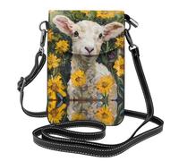 WZYWHJ Borsa a tracolla in pelle stampata con stampa di agnello con fiori gialli, regalo versatile per donne, passeggiate, campeggio, shopping e viaggi