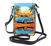 WZYWHJ Borsa a tracolla in pelle stampata con stampa di auto sotto gli alberi di cocco, regalo versatile per le donne, passeggiate, campeggio, shopping e viaggi