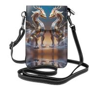 WZYWHJ Borsa a tracolla per telefono in pelle con immagine di due creature mitiche - Regalo versatile per le donne che camminano, campeggio, shopping e viaggi