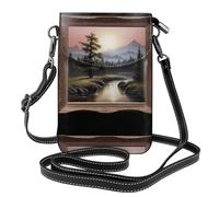 WZYWHJ Borsa a tracolla per telefono in pelle con motivo montagne e fiumi lontani, regalo versatile per donne, passeggiate, campeggio, shopping e viaggi