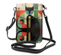 WZYWHJ Borsa a tracolla per telefono in pelle con stampa di gatto moderno della metà del secolo - Regalo versatile per le donne per passeggiate, campeggio, shopping e viaggi