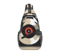 WZYWHJ Borsa a tracolla vintage da uomo con stampa di dischi in vinile casual, con elevata capacità di archiviazione e tracolla regolabile, nera, taglia unica, Nero , Taglia unica