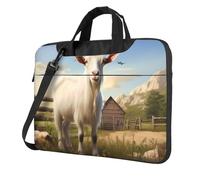 WZYWHJ Borsa per computer portatile con stampa di capre, con interno morbido, tasche multiple, ideale per uomini, viaggi e affari, colore nero, 13"